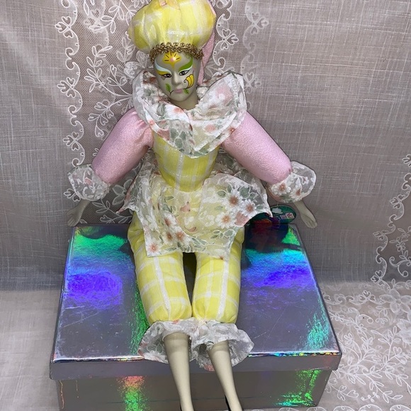 17" Vtg Sugar Loaf Harlequinn jester clown classiques - Picture 2 of 9